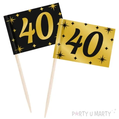 pikery 40 urodziny classy party czarno zlote 50 szt pd party