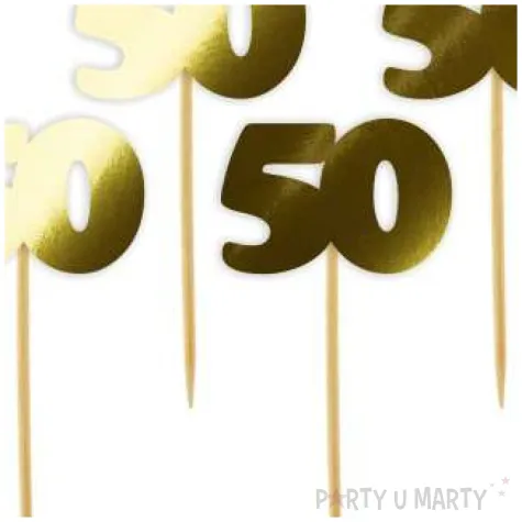 pikery 50 urodziny classic zlote metalik 6 szt