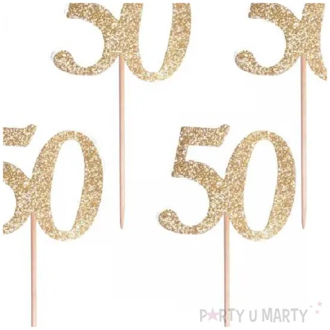 pikery 50 urodziny classic zloty godan 10 cm 6 szt
