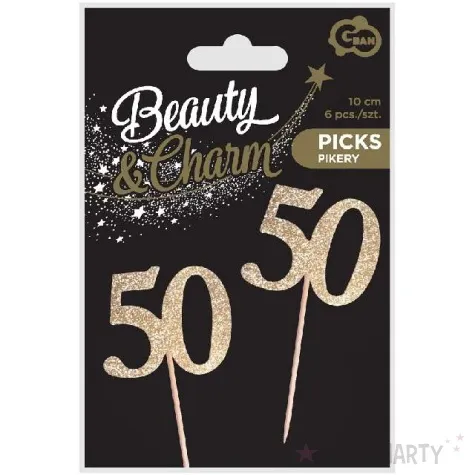 pikery 50 urodziny classic zloty godan 10 cm 6 szt
