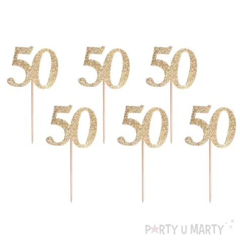 pikery 50 urodziny classic zloty godan 10 cm 6 szt