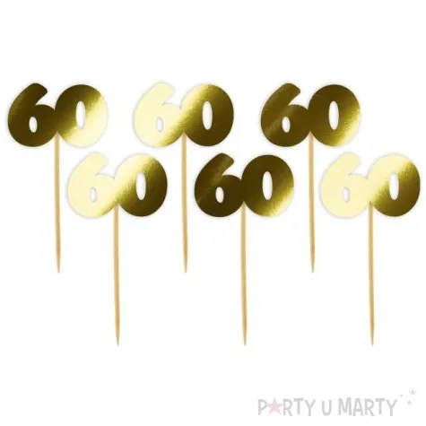 pikery 60 urodziny classic zlote metalik 6 szt