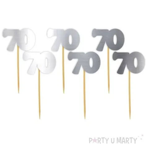 pikery 70 urodziny classic srebrne metalik 6 szt