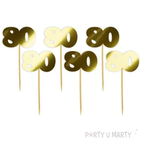 pikery 80 urodziny classic zlote metalik 6 szt