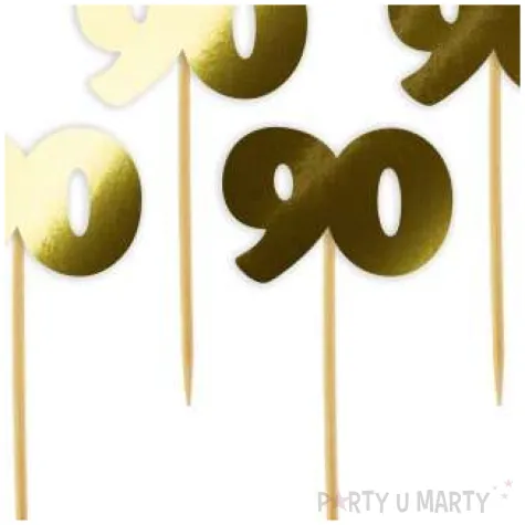 pikery 90 urodziny classic zlote metalik 6 szt