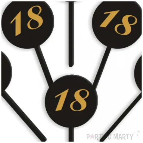 pikery akrylowe cyfra 18 urodziny czarne 6 szt