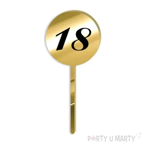pikery akrylowe cyfra 18 urodziny zloty lustrzany 6 szt