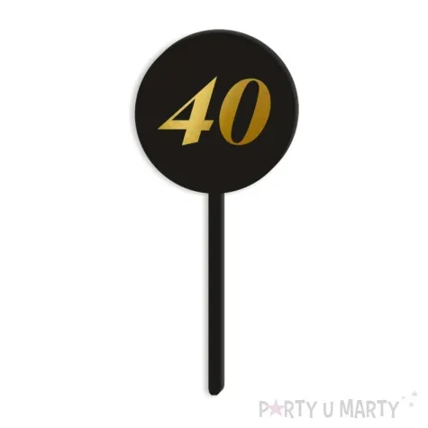 pikery akrylowe cyfra 40 urodziny czarne 6 szt
