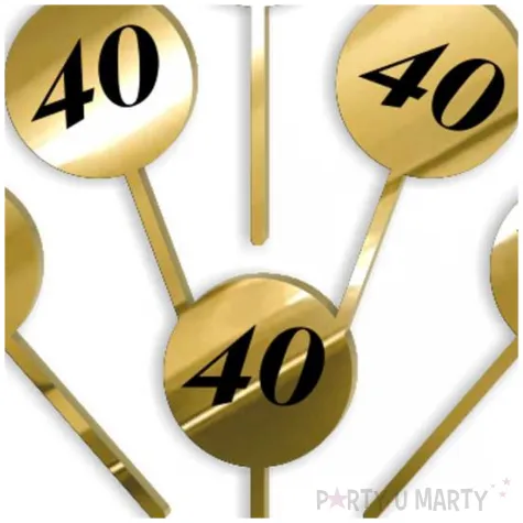 pikery akrylowe cyfra 40 urodziny zloty lustrzany 6 szt