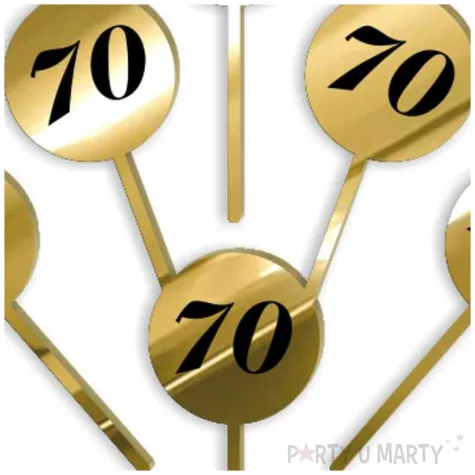 pikery akrylowe cyfra 70 urodziny zloty lustrzany 6 szt
