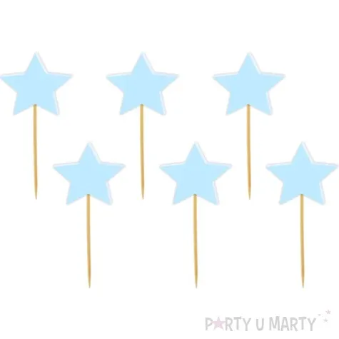 pikery akrylowe gwiazdki blekitny pastelowy 6 szt