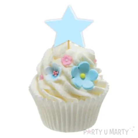 pikery akrylowe gwiazdki blekitny pastelowy 6 szt