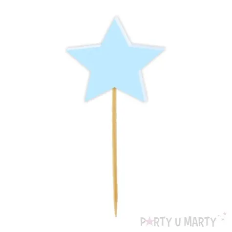 pikery akrylowe gwiazdki blekitny pastelowy 6 szt