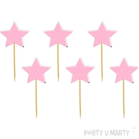 pikery akrylowe gwiazdki rozowy pastelowy 6 szt
