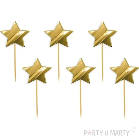 pikery akrylowe gwiazdki zloty lustrzany 6 szt