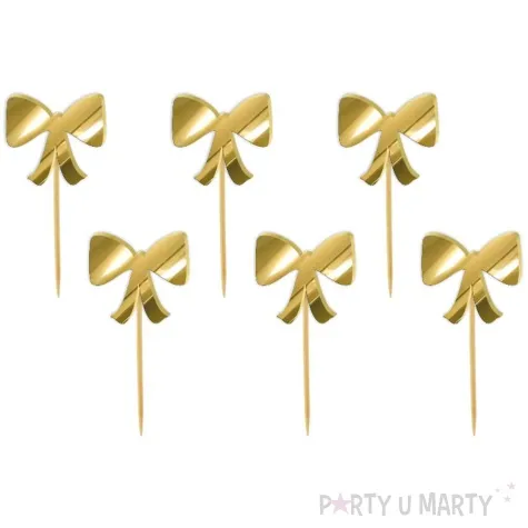 pikery akrylowe kokardki zloty lustrzany 6 szt