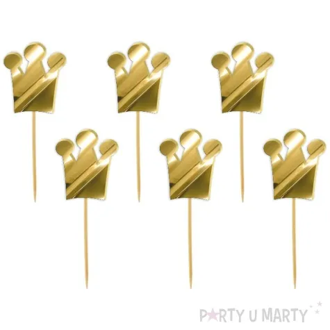 pikery akrylowe korony zloty lustrzany 6 szt