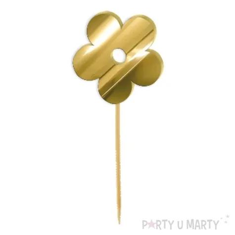 pikery akrylowe kwiatki zloty lustrzany 6 szt