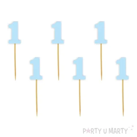 pikery akrylowe liczba 1 blekitny pastelowy 6 szt