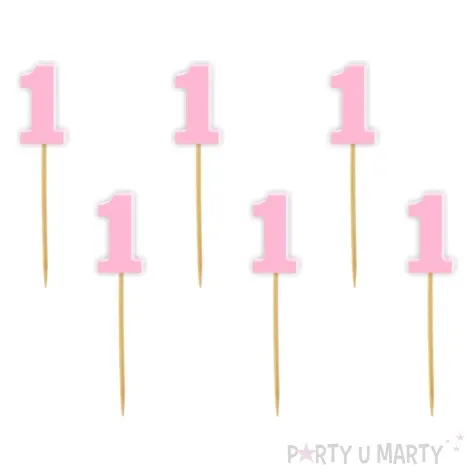 pikery akrylowe liczba 1 rozowy pastelowy 6 szt