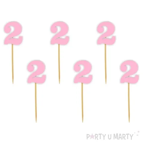 pikery akrylowe liczba 2 rozowy pastelowy 6 szt