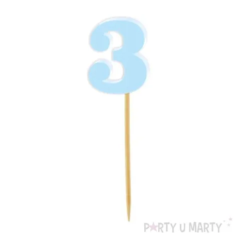 pikery akrylowe liczba 3 blekitny pastelowy 6 szt