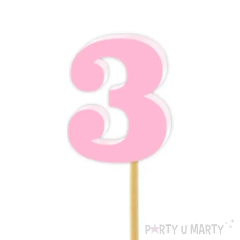 pikery akrylowe liczba 3 rozowy pastelowy 6 szt