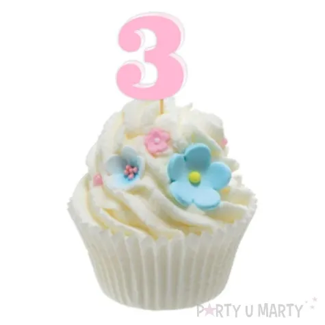 pikery akrylowe liczba 3 rozowy pastelowy 6 szt