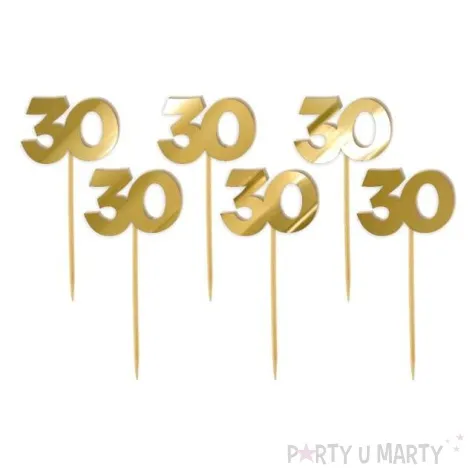 pikery akrylowe liczba 30 zloty lustrzany 6 szt