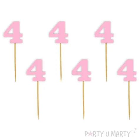 pikery akrylowe liczba 4 rozowy pastelowy 6 szt