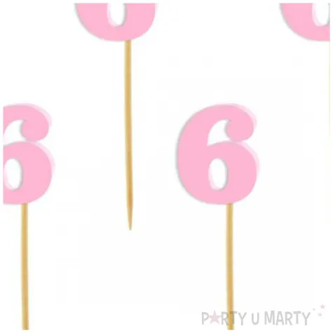 pikery akrylowe liczba 6 rozowy pastelowy 6 szt