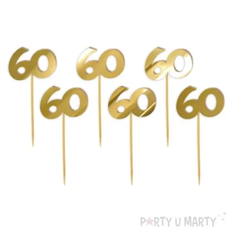 pikery akrylowe liczba 60 zloty lustrzany 6 szt