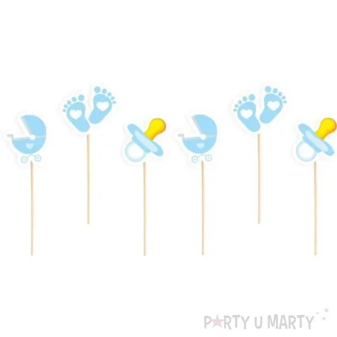 pikery baby shower boy stopki i smoczki blekitny partypal 6 szt