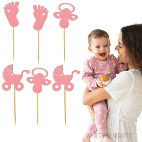 pikery baby shower girl stopki i smoczki rozowy jasny 6 szt