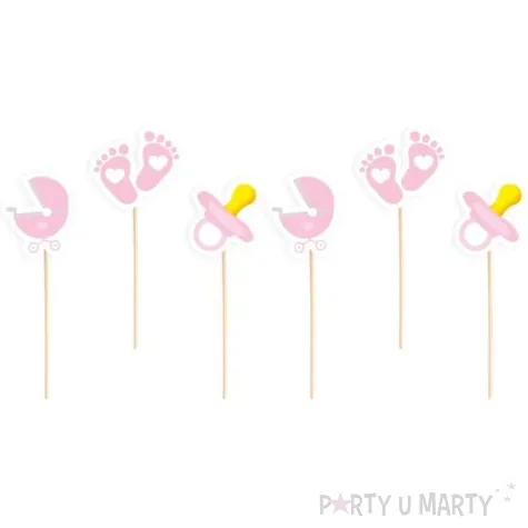 pikery baby shower girl stopki i smoczki rozowy jasny partypal 6 szt