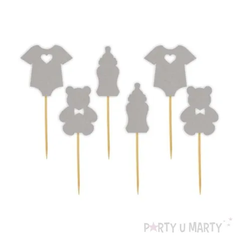 pikery baby shower spioszki srebrny 6 szt