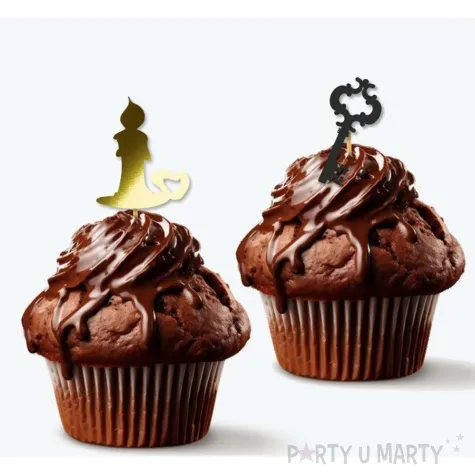 pikery blyszczace andrzejki klucz i swieca zloto czarne 6 szt