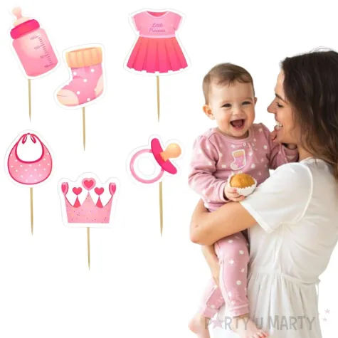 pikery bobo girl dekoracja babeczek muffinek na baby shower urodziny 8 cm 6 szt