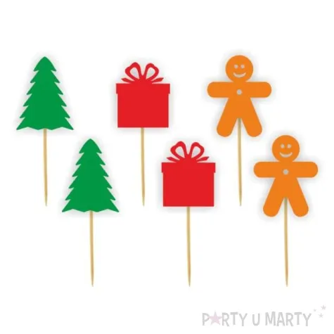 pikery boze narodzenie z prezentem mix 6 szt