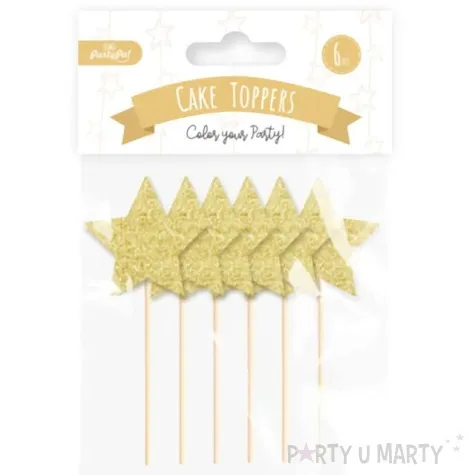 pikery brokatowe gwiazdki zlote partypal 6 szt