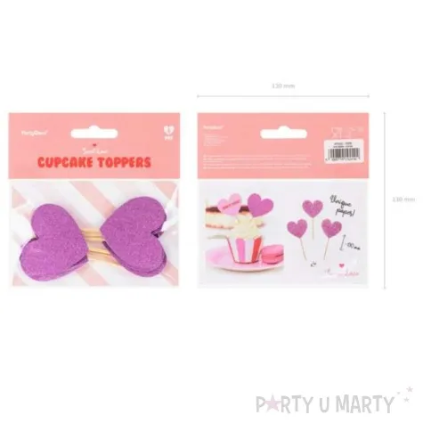 pikery brokatowe serca rozowe 11 cm