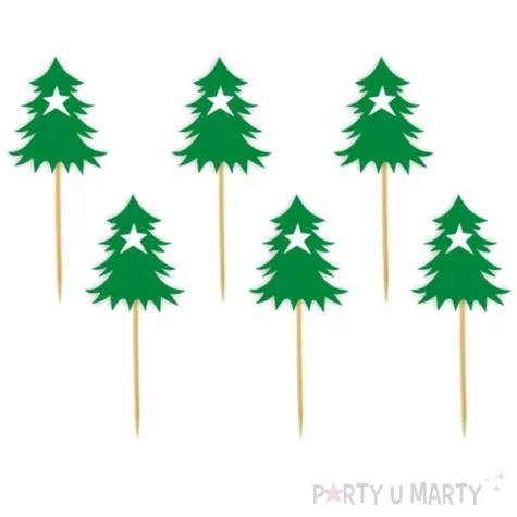 pikery choinki z gwiazdka zielone 6 szt
