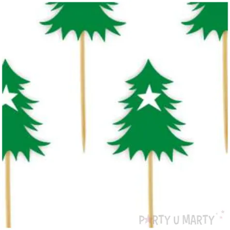 pikery choinki z gwiazdka zielone 6 szt