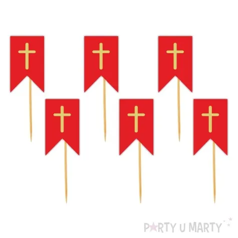 pikery choragiewka do baranka czerwono zlota 6 szt