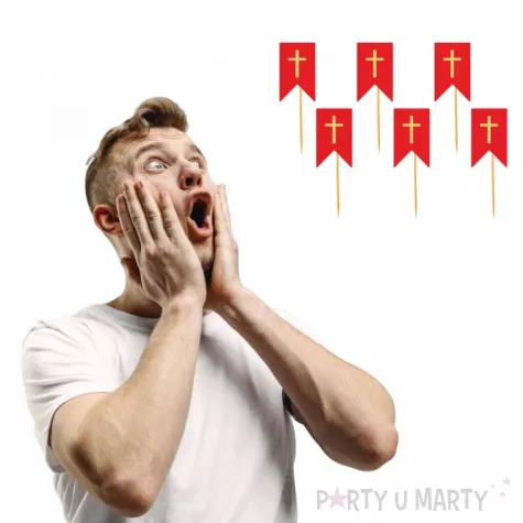 pikery choragiewka do baranka czerwono zlota 6 szt