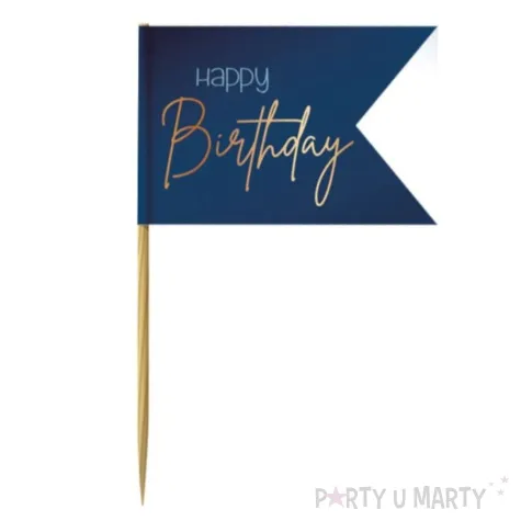 pikery choragiewki happy birthday granatowe folat 36 szt