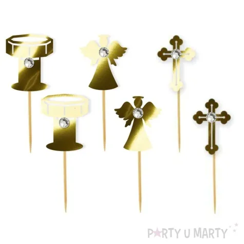 pikery chrzest sw glamour mix zlote metalik 6 szt