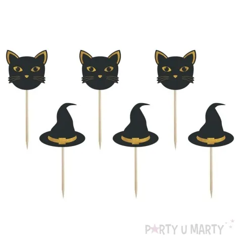 pikery czarownica i kot halloween congee 6 szt