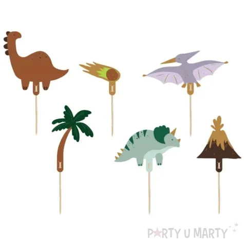 pikery dinozaury triceratops brachiozaur i pterodaktyl partydeco 6 szt