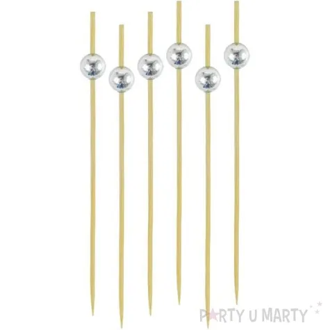 pikery drewniane kuleczki srebrne 24 szt